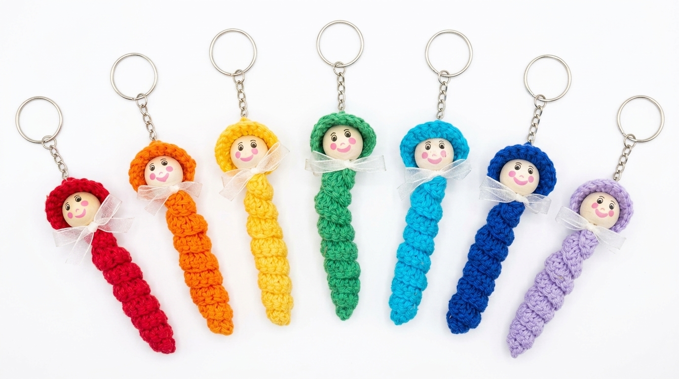 Gusano de la Felicidad artesanal en crochet - imagen 4