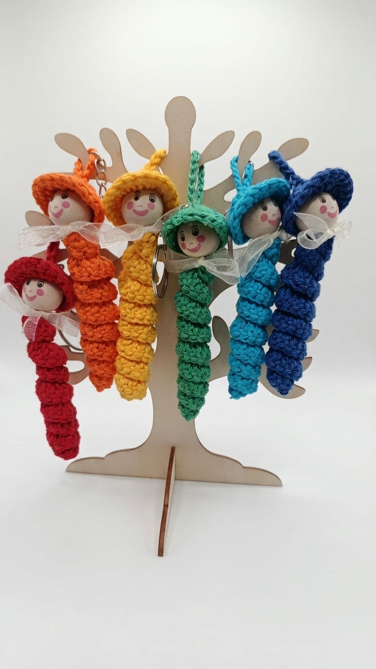 Gusano de la Felicidad artesanal en crochet - imagen 6