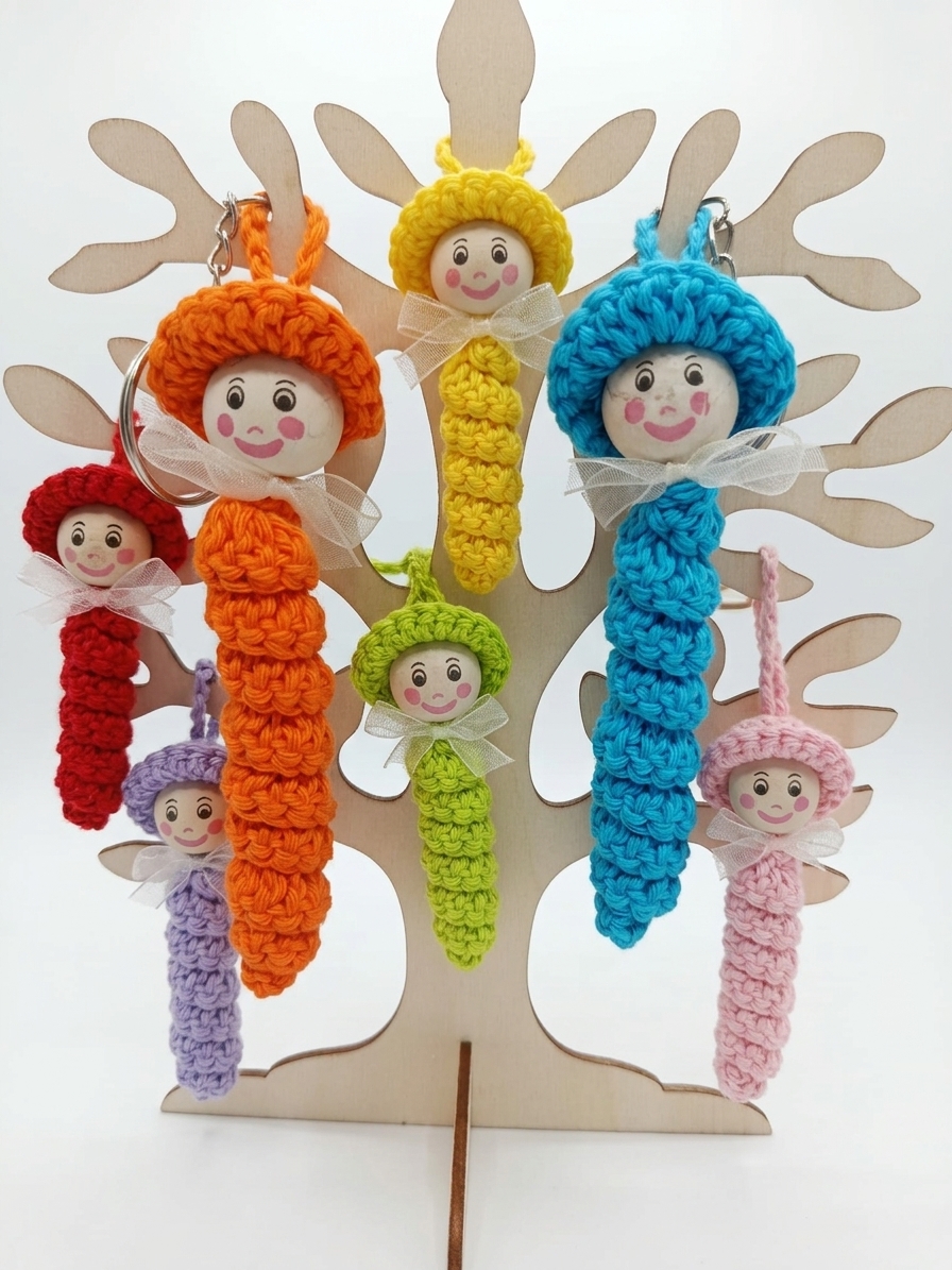 Gusano de la Felicidad artesanal en crochet - imagen 7